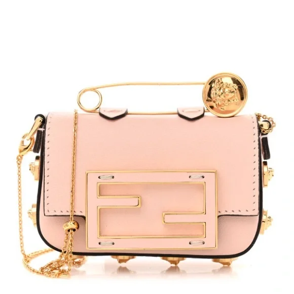 Fendace Versace x fendi Medusa Studded Nano Brooch FF Baguette crossbody bag NEW - Picture 1 of 13